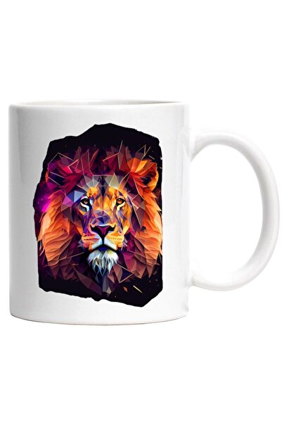 INOVATIX Cana alba personalizata, Cap De Leu, Arta Abstracta, Spatiu, Geometr...