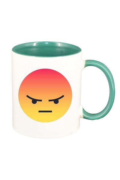 INOVATIX Cană albă personalizată, Emoji Angry, interior verde, D29, INOVATIX®...