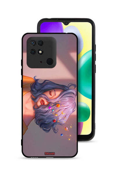 Tolwak Xiaomi Redmi 10C Protective Case Cover Girl And Space Art