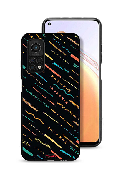 Tolwak Xiaomi Mi 10T 5G Protective Case Cover X Lines Abstract Pattern