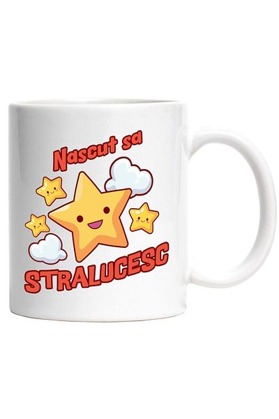 INOVATIX Personalized white mug, Happy Stars Among the Clouds Born to Shine Children, INOVATIX®. 330ml