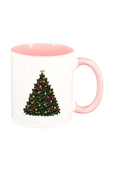 INOVATIX Personalized white mug, Christmas, pink interior, D165, INOVATIX®. 330ml