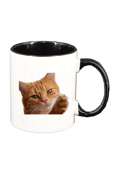INOVATIX Personalized white mug, Cat, black interior, D979, INOVATIX®. 330ml