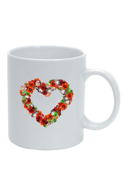 INOVATIX Personalized white mug, Flowers, Love, white, D977, INOVATIX®. 330ml