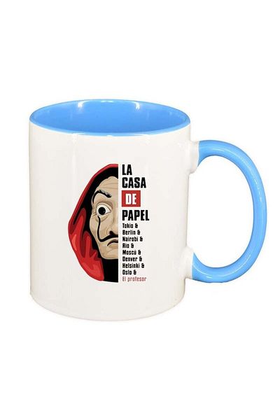 INOVATIX Cana alba personalizata, La Casa De Papel, interior albastru, D1306, INOVATIX®. 330ml