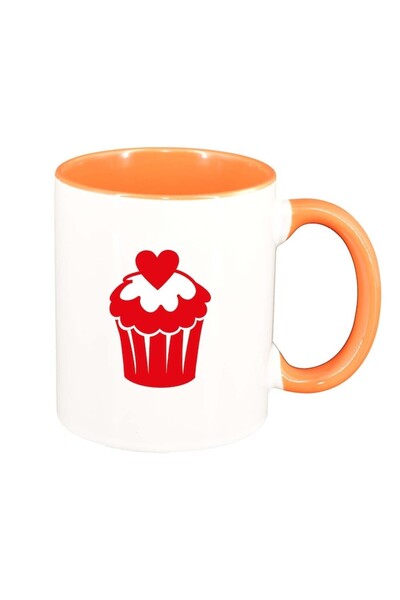 INOVATIX Cana alba personalizata, Muffin, interior portocaliu, D334, INOVATIX...