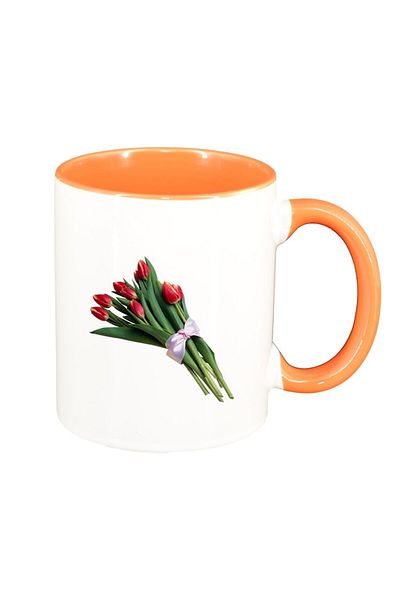 INOVATIX Cana alba personalizata, Tulip, interior portocaliu, D362, INOVATIX®. 330ml