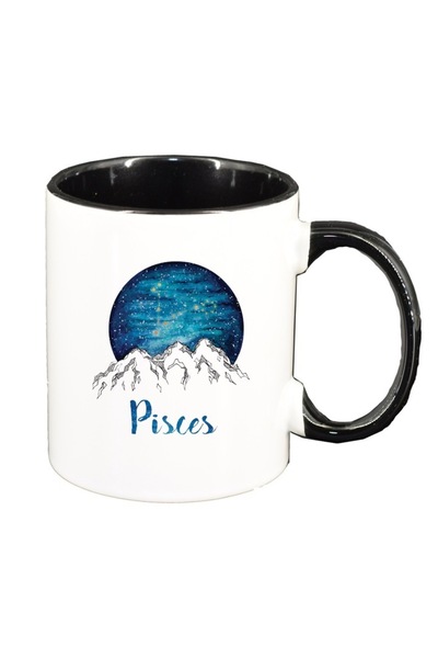 INOVATIX Cana alba personalizata, Zodiac, Pisces, interior negru, D1387, INOV...