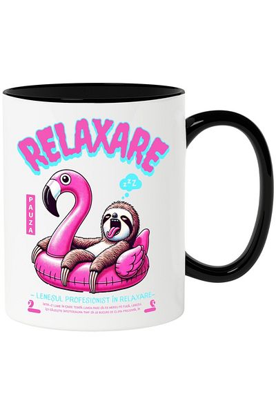 INOVATIX Personalized white mug, relaxation-THE PROFESSIONAL LADY, with Black Handle, INOVATIX®. 330ml