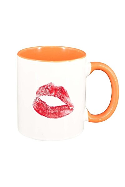 INOVATIX Cana alba personalizata, Lips, interior portocaliu, D324, INOVATIX®....