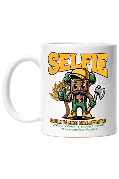 INOVATIX Cana alba personalizata, Selfie cu copacul si el respira, natura, pa...