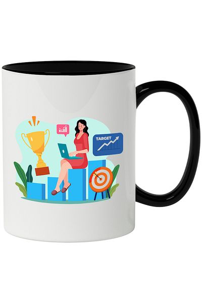 INOVATIX Personalized white mug, Trophy, Laptop, Target, Business, with Black Handle, INOVATIX®. 330ml