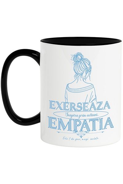 INOVATIX Personalized white mug, Practice Empathy - Inspire through Actions, with Black Handle, INOVATIX®. 330ml