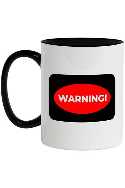 INOVATIX Personalized white mug, English Message Warning, Symbol, Sign, with Black Handle, INOVATIX®. 330ml