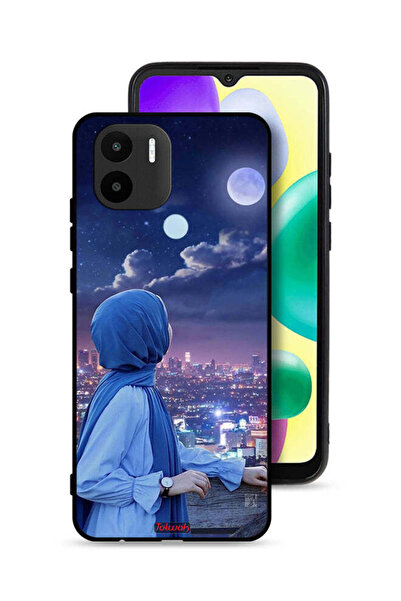 Tolwak Xiaomi Redmi A1 Plus Protective Case Cover Looking At Moon Hijab Girl