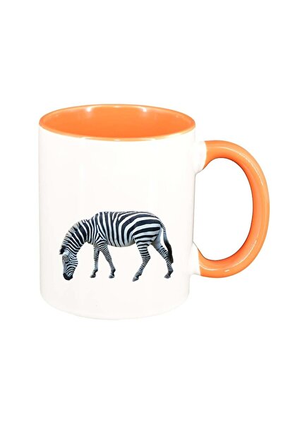 INOVATIX Cana alba personalizata, Zebra, interior portocaliu, D204, INOVATIX®. 330ml