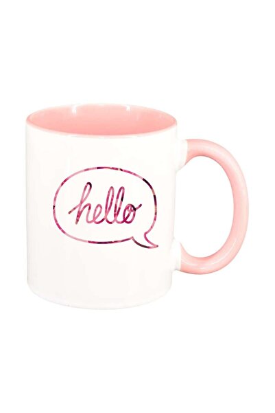 INOVATIX Cană albă personalizată, Hello, interior roz, D390, INOVATIX®. 330ml