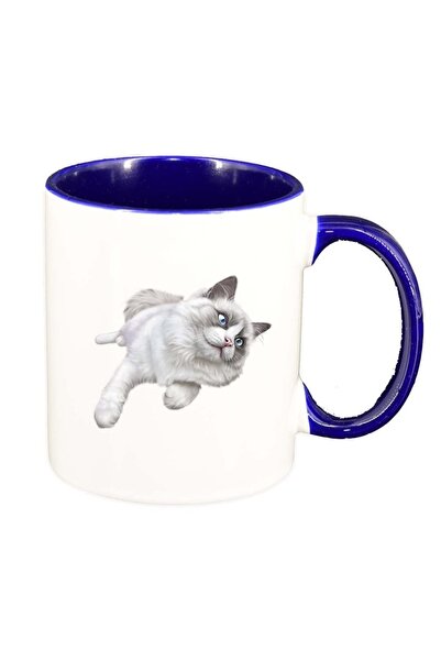 INOVATIX Cana alba personalizata, Cat, interior albastru inchis, D422, INOVAT...