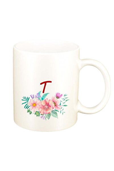 INOVATIX Εξατομικευμένη λευκή κούπα, Λουλούδια με αλφάβητο, D950, INOVATIX®. ...