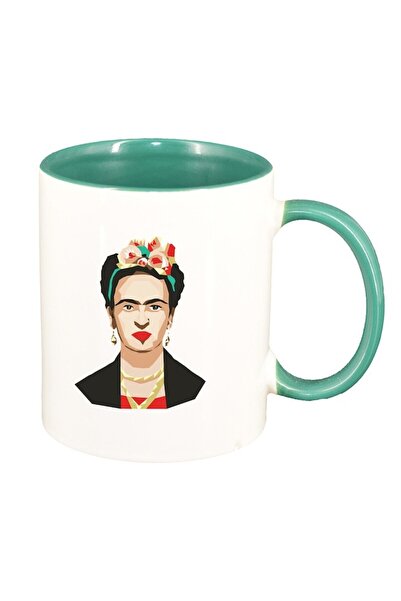 INOVATIX Персонализирана бяла чаша, Frida, зелена вътрешност, D1453, INOVATIX...