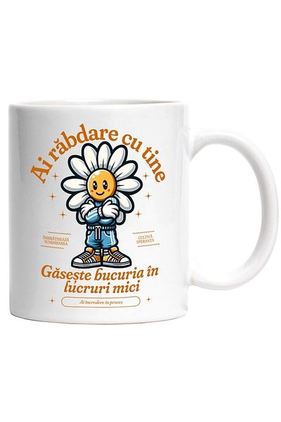INOVATIX Personalized white mug, Be Patient with Yourself - Find Joy in Small Things, INOVATIX®. 330ml