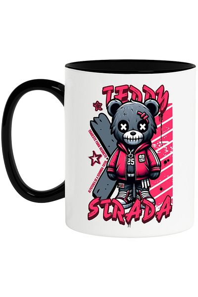 INOVATIX Personalized white mug, Urs Strada - Live Without Regrets, with Black Handle, INOVATIX®. 330ml