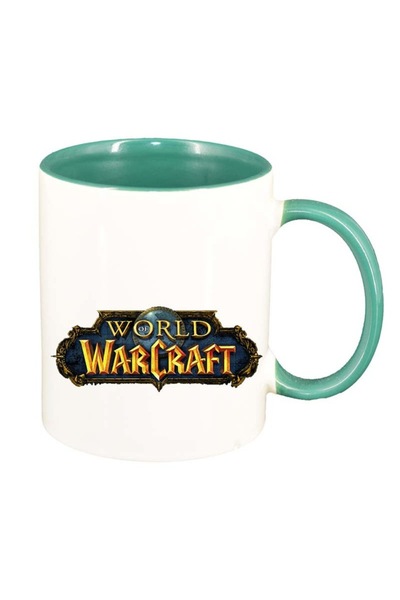 INOVATIX Εξατομικευμένη λευκή κούπα, WoW, πράσινο εσωτερικό, D141, INOVATIX®....