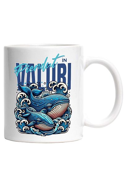 INOVATIX Personalized white mug, lost in waves whales in the great aquatic world, INOVATIX®. 330ml