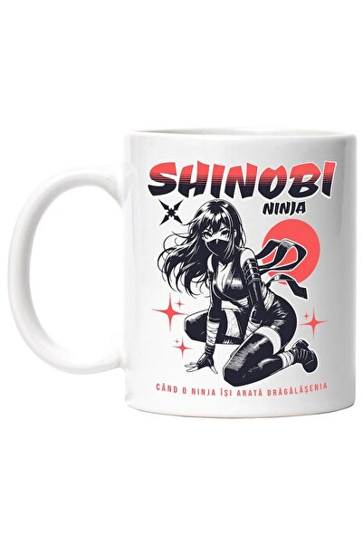 INOVATIX Cana alba personalizata, Shinobi fata ninja. Cand o ninja isi arata drag, INOVATIX®. 330ml