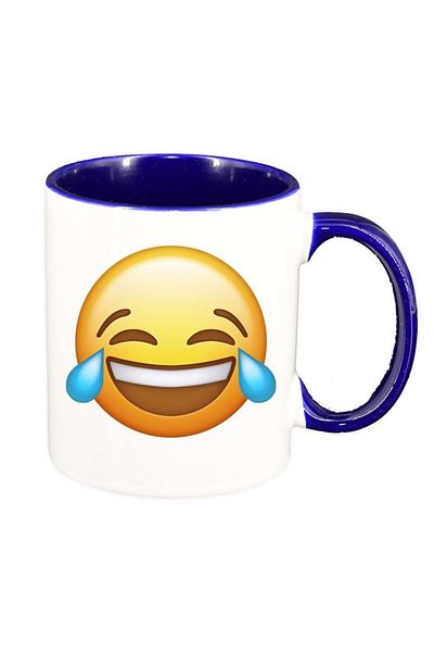 INOVATIX Personalized white mug, Emoji LOL, dark blue interior, D33, INOVATIX®. 330ml