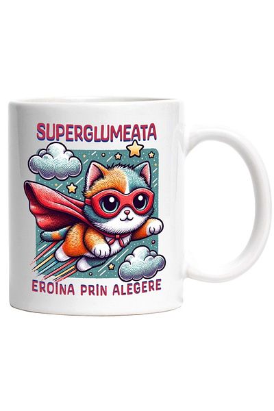 INOVATIX Personalized white mug, Super Joke, Superhero, Heroine By Choice, INOVATIX®. 330ml