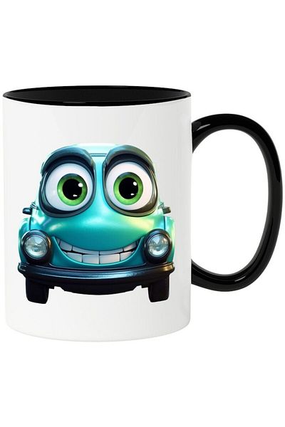 INOVATIX Personalized white mug, Car, Drawings, Smiley, Disney, with Black Handle, INOVATIX®. 330ml