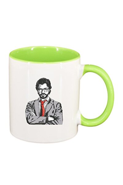 INOVATIX Cana alba personalizata, La Casa De Papel, interior verde deschis, D...