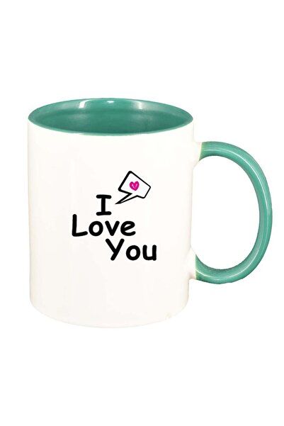 INOVATIX Cană albă personalizată, Love, interior verde, D332, INOVATIX®. 330ml