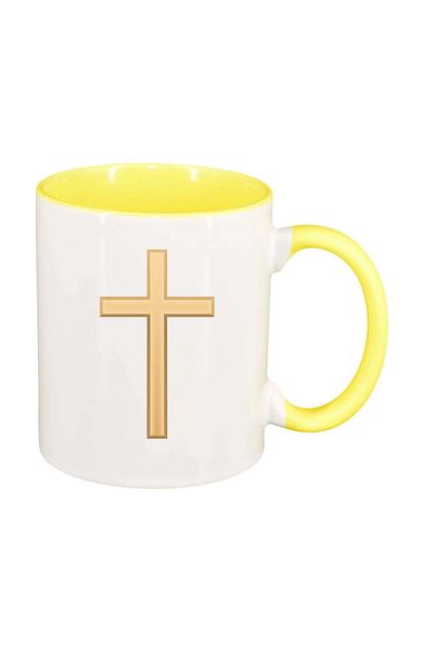 INOVATIX Personalized white mug, Christ, yellow interior, D1100, INOVATIX®. 330ml