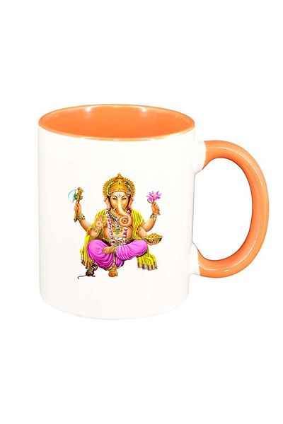 INOVATIX Personalized white mug, Indian, orange interior, D368, INOVATIX®. 330ml