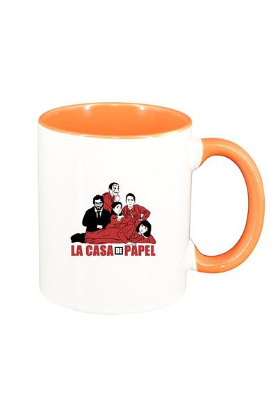 INOVATIX Personalized white mug, La Casa De Papel, orange interior, D1495, INOVATIX®. 330ml