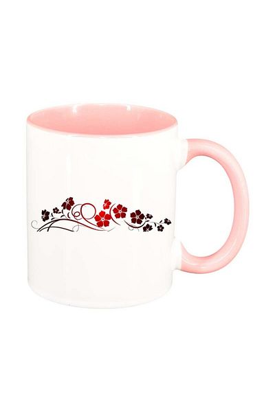INOVATIX Personalized white mug, Flower, pink interior, D21, INOVATIX®. 330ml