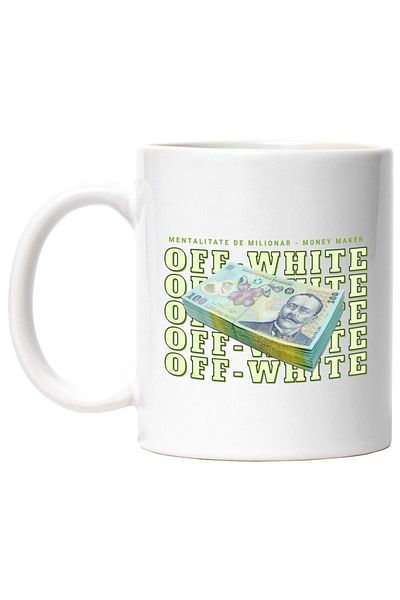 INOVATIX Personalized white mug, __OFF-WHITE_ - 100 Romanian Lei, INOVATIX®. 330ml