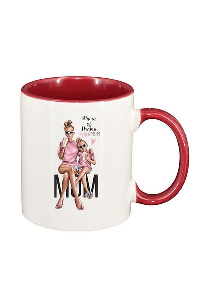 INOVATIX Personalized white mug, Princess, Mother Child, Little Girl, dark red interior, D1364, INOVATIX®. 330ml