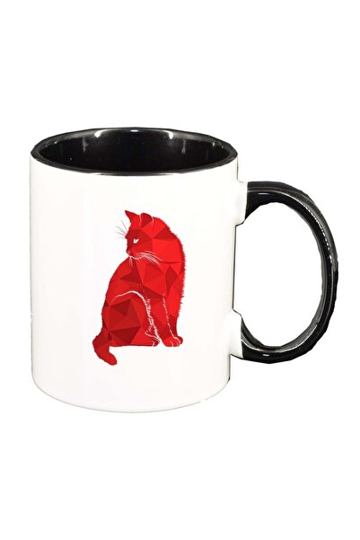 INOVATIX Cana alba personalizata, Colorful Cat, interior negru, D983, INOVATI...