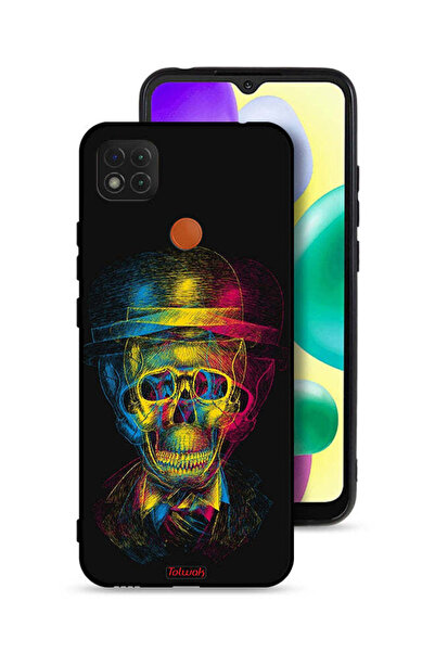 Tolwak غطاء حماية لهاتف شاومي ريدمي 10A بتصميم جمجمة وقبعة ملونة وفن خيالي