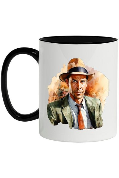 INOVATIX Personalized white mug, Frank Sinatra, Musician, Singer, Celebrity, with Black Handle, INOVATIX®. 330ml