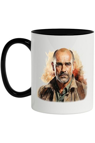 INOVATIX Personalized white mug, Liam Cunningham, Actor, Movies, TV Series, with Black Handle, INOVATIX®. 330ml