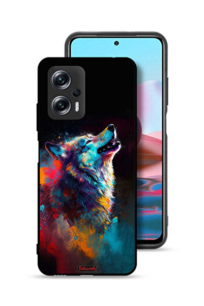 Tolwak غطاء حماية لهاتف شاومي ريدمي نوت 11T برو 5G، رسم الذئب الملون