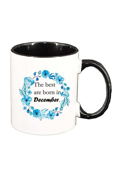 INOVATIX Personalized white mug, Flowers, The best are born in..., black interior, D1073, INOVATIX®. 330ml