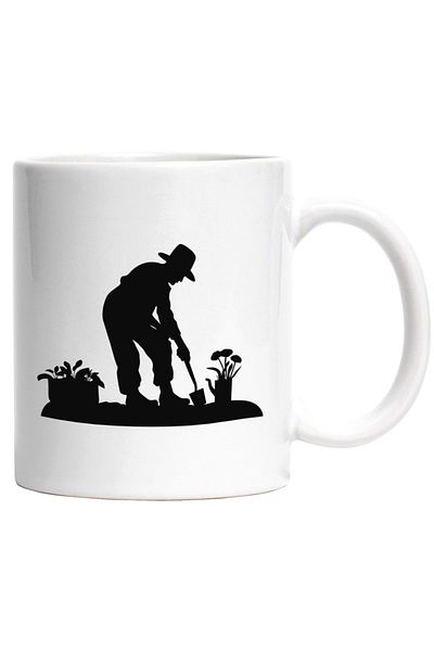 INOVATIX Personalized white mug, a handyman working in the garden - hoe, INOVATIX®. 330ml