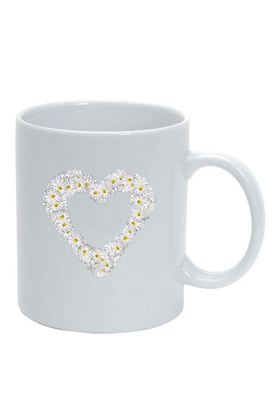 INOVATIX Cana alba personalizata, Flowery Heart, alb, D1008, INOVATIX®. 330ml
