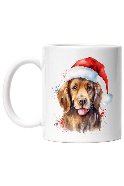 INOVATIX Personalized white mug, Puppy, Fes, Christmas, Watercolor, Paint Splatters, Winter, INOVATIX®. 330ml