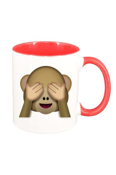 INOVATIX Cana alba personalizata, Emoji Monkey, interior rosu, D26, INOVATIX®...